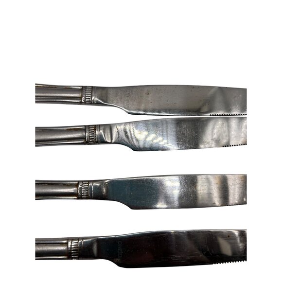4 Oneida Colonnade Dinner knives stainless steel frosted handle glossy flatware - Picture 4 of 4